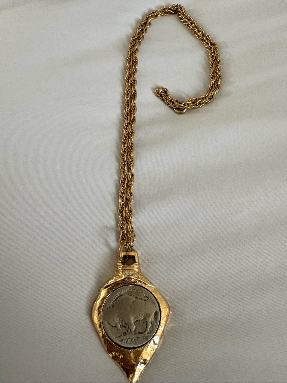 Gold-Tone Buffalo Coin Pendant Necklace - Women Jewelry